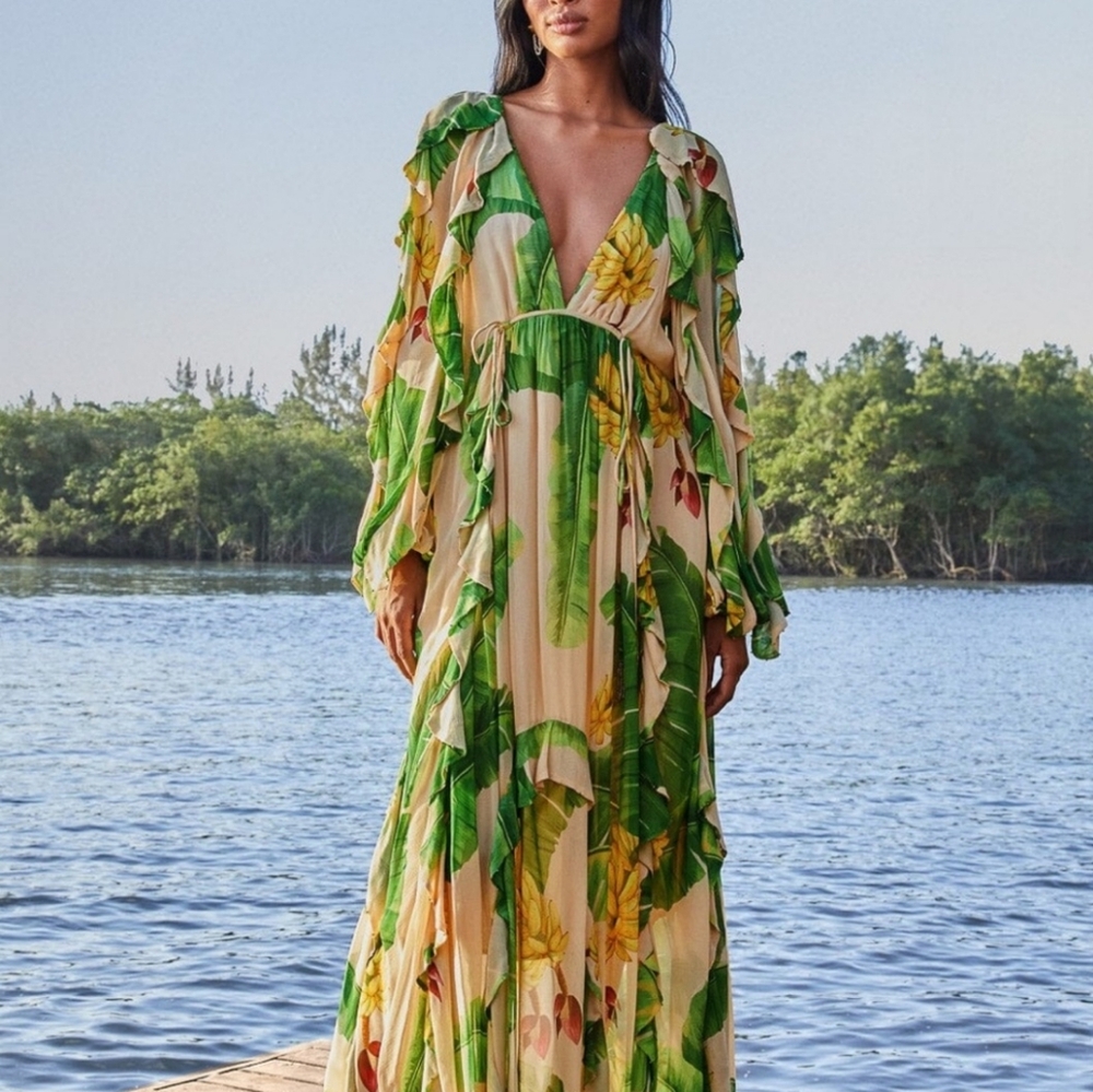 Farm Rio Fresh Bananas Maxi Dress Size Large Nwt - Picture 3 of 15